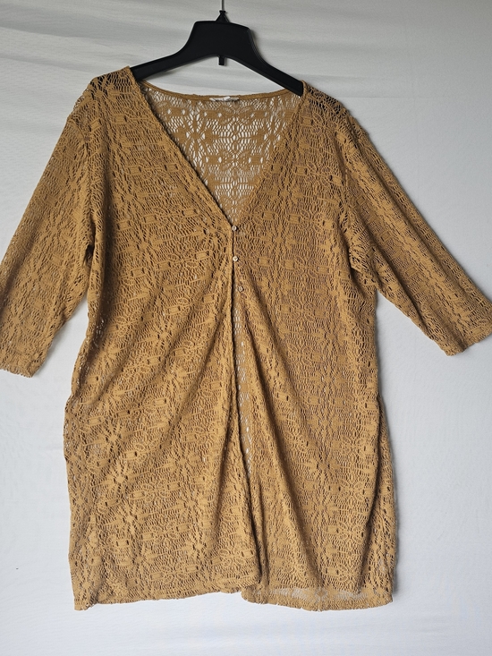 Maurices Sweaters - Maurices Open Crochet Cardigan in Mustard Gold